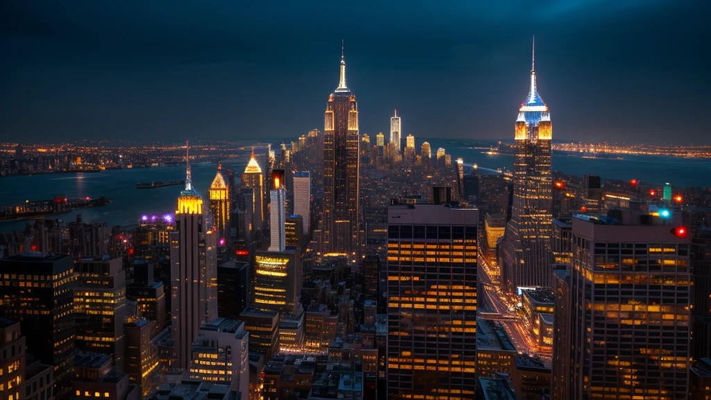 NY night scene luxury bar　８K　RAW Photography　Background with　empire state building　image　