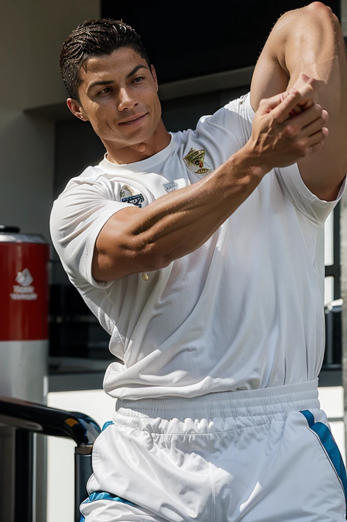 Cristiano Ronaldo lifts the gallon