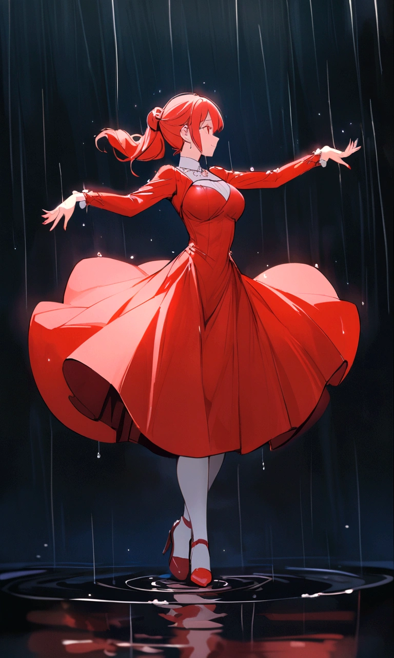 Dancing in the Rain,Red Dress,Minimalist style