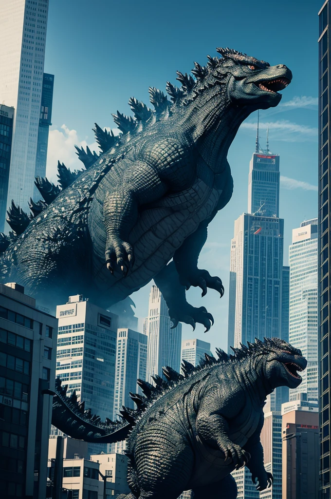 Godzilla farting in the city