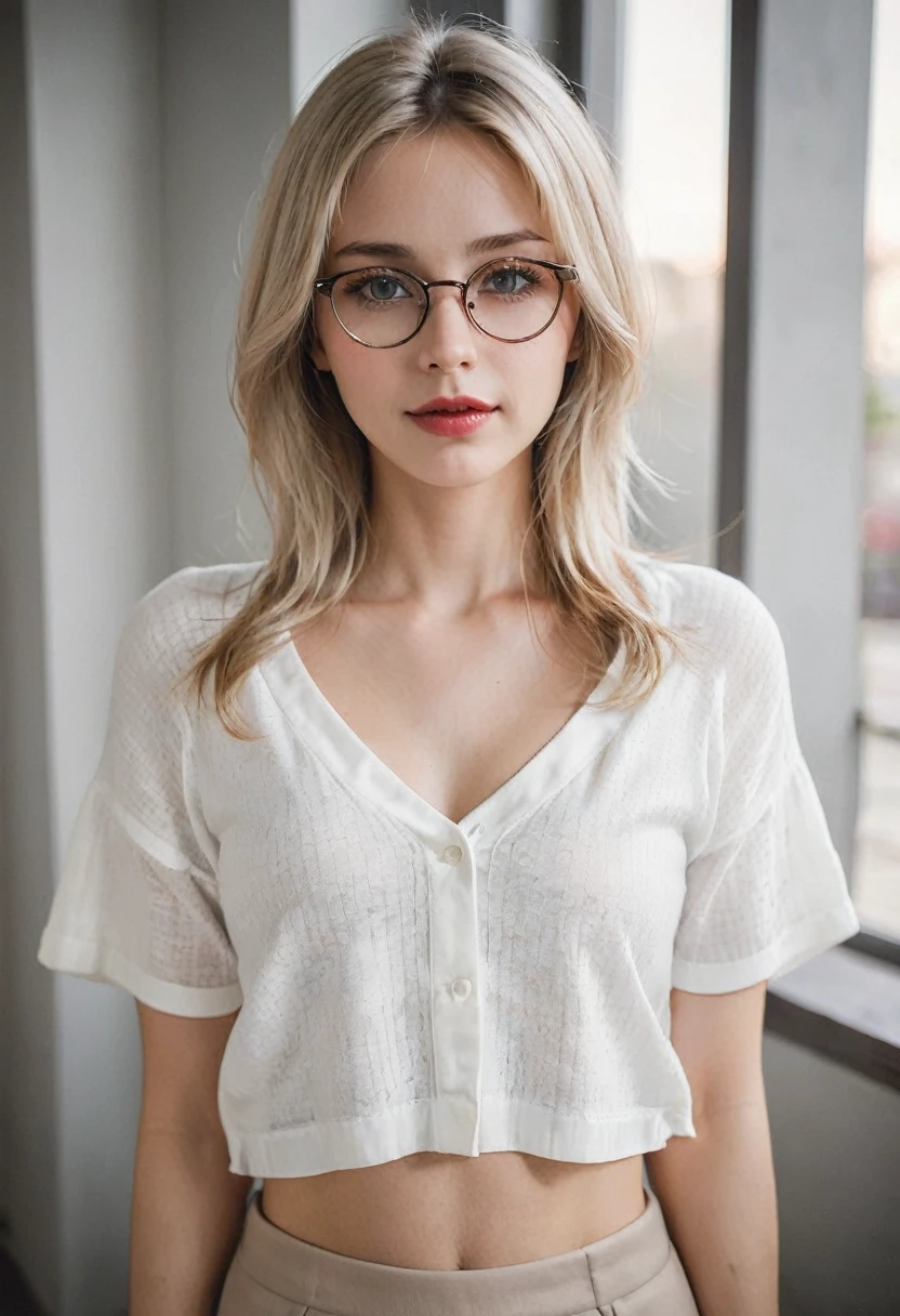 Glasses　Blonde　European Women

