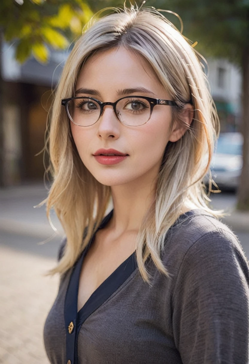 Glasses　Blonde　European Women

