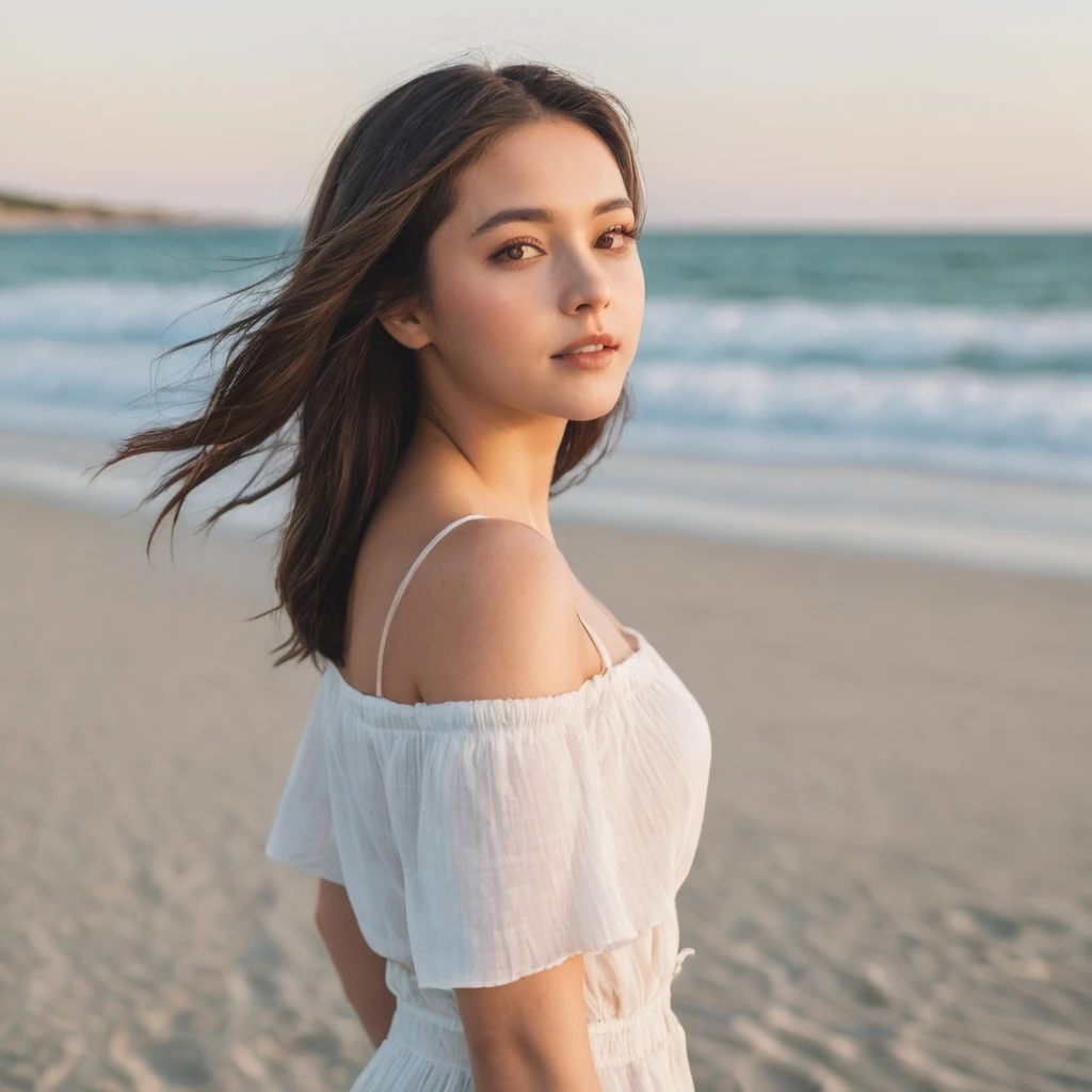 A beautiful young lady at the beach