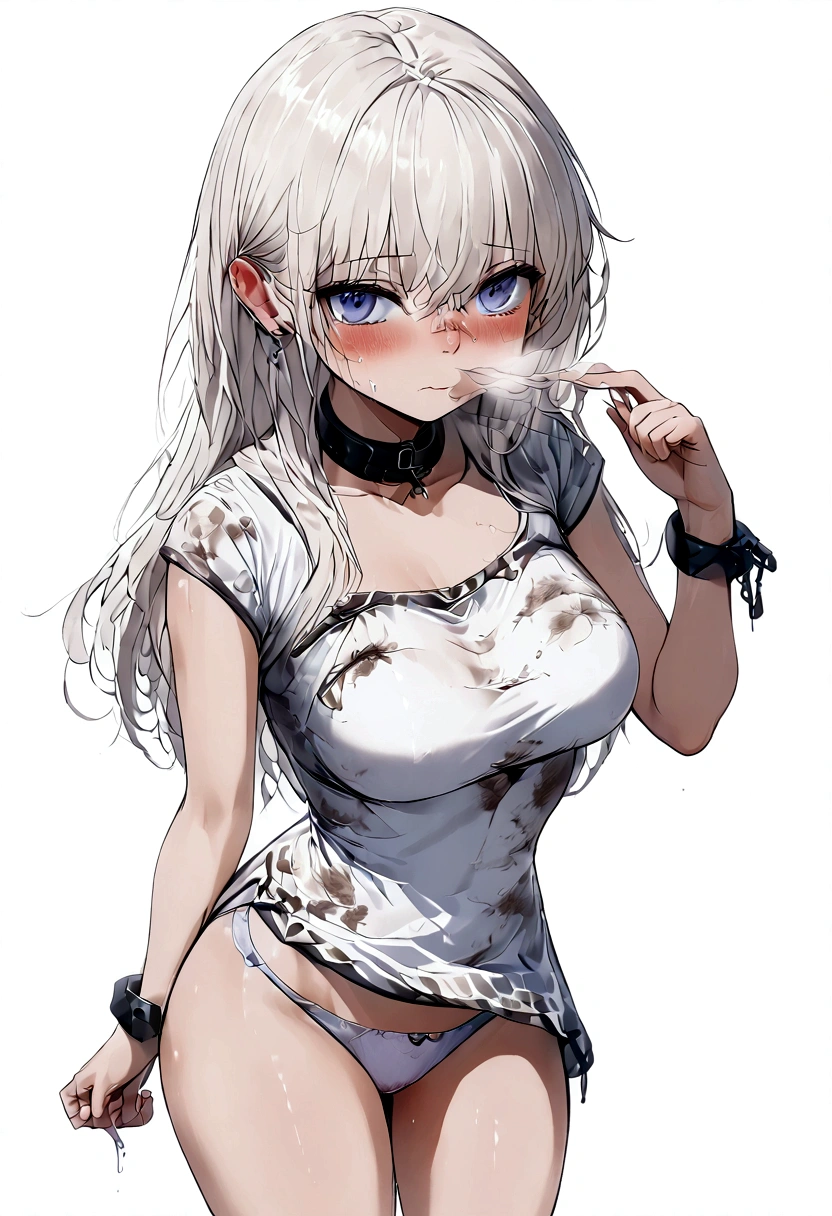 Anime. Girl. Cutie. Slave. Dirty tunic. Torn tunic. Slave collar. Shackles. Barefoot. Cold. Runny nose. Nasal mucus. Snot flows from the nose. Sneeze. Sneezing. Strong, desperate desire to sneeze. She sneezed. Snot flowed from the nose when sneezing. Handkerchief. Cover your nose with your hand. Blows his nose. Urinary incontinence. Urination. Urine. Strong urge to pee. She pees on the floor. She peed herself. Diarrhea. Defecation. Poop. Strong desire to poop. She pooped in her panties. She shit herself. Standing. Slave market. Sneezing fetish. Omorashi. Scat. Full height. Whole body. A high resolution. Ultra resolution.