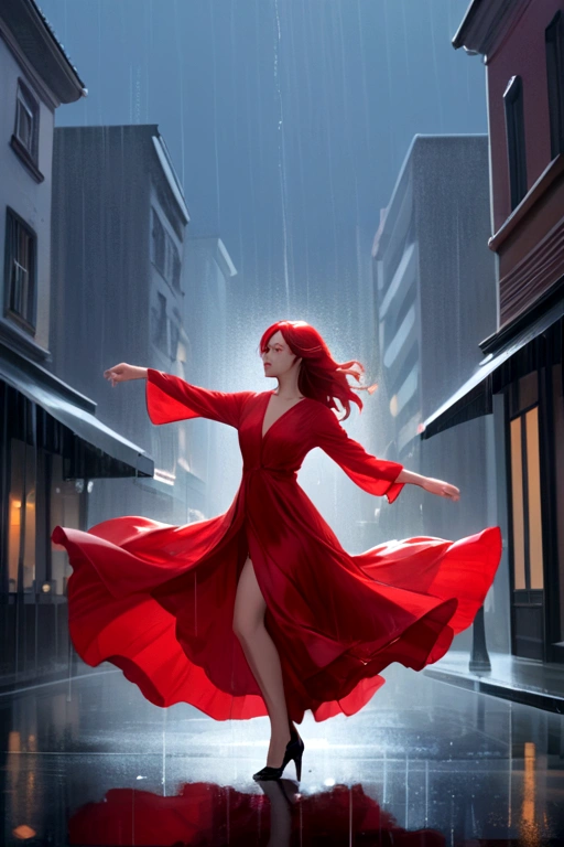Dancing in the Rain,Red Dress,Minimalist style