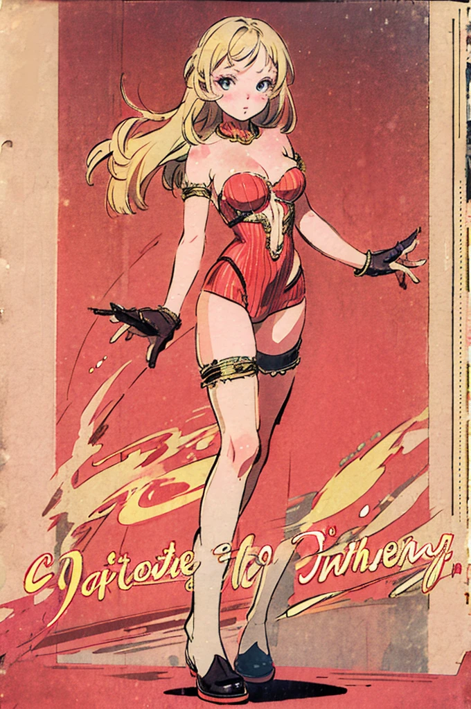 blonde in 70s cabaret outfit