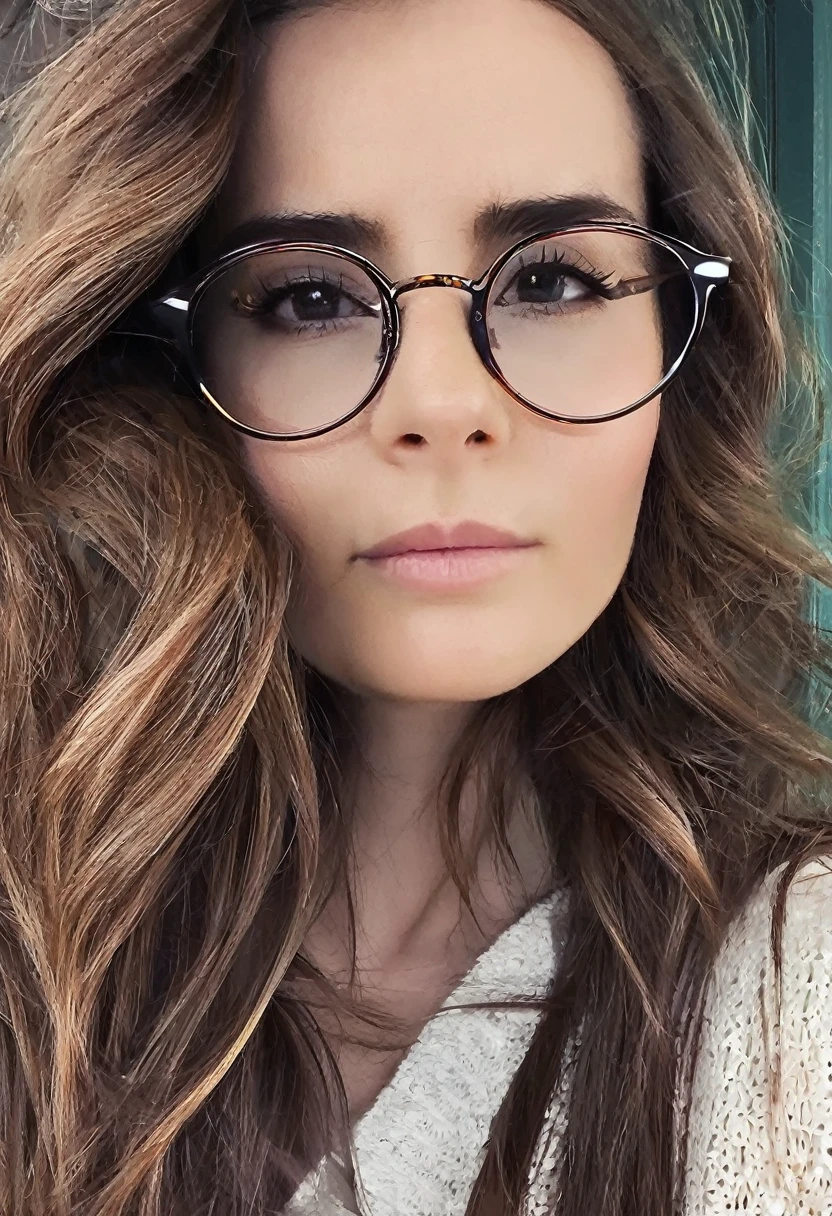 Glasses Brown Hair cute woman