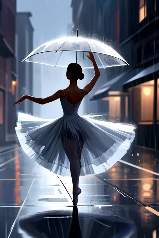 Ballet dancer in the rain,Minimalist style