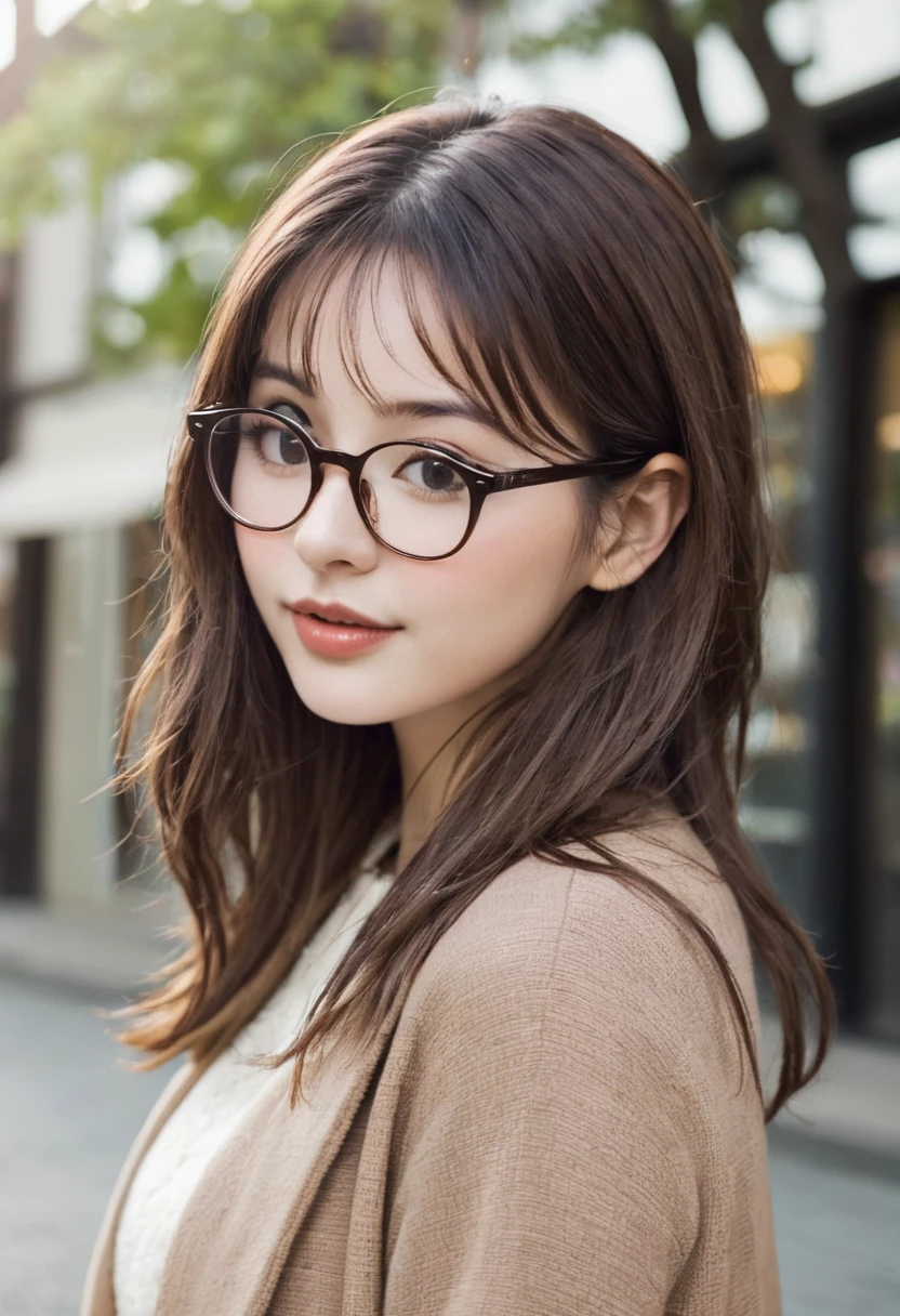 Glasses　Brown Hair　cute　woman

