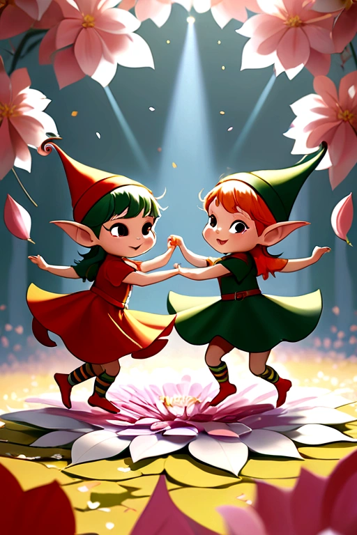 Little elves dancing on petals