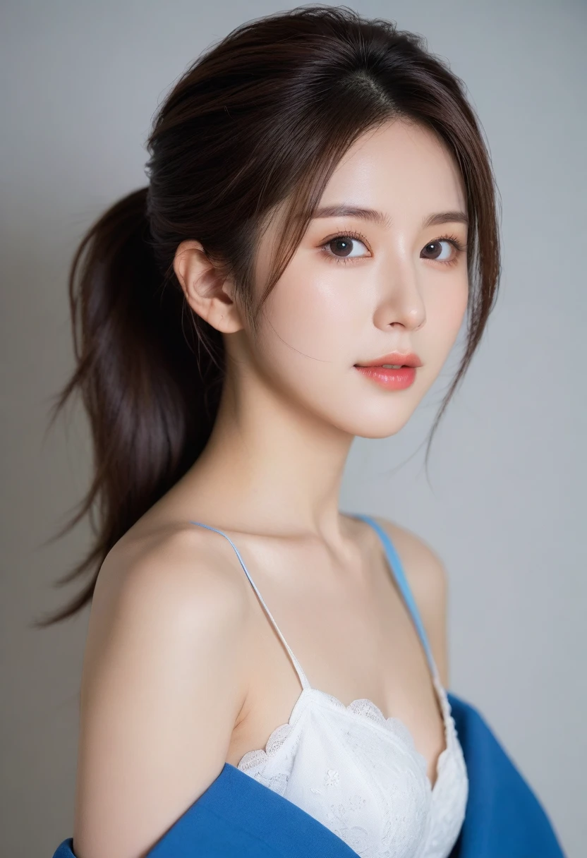 8K, Ultra-high resolution, Highest quality, masterpiece, 三分割法によるphotograph,Surreal, photograph, 1 Girl, (:1.3), pretty girl, Cute face, Beautiful eyes in every detail, 細かくdetailedに,masterpiece,, One Girl:1.2, Japan Female Announcer, delicate and dynamic, battlefield, Small faint lights and flying fireflies, night, Starry Sky, milky way, nebula, shooting star, Very delicate facial expressions, Delicate eye depiction, Upper body close-up, Only sexy women, Healthy body shape, 16 years oldantasy XVI Jill Warrick, Height: 170cm, Jill Warrickのコスチューム, Blue long skirt, Long brown leather boots, Beautiful leg line beauty,Captivating thighs,Full of sex appeal,Sensual,A carefree smile,Heal the heart,Short ponytail、beauty,Long neck、Laugh a little、Please close your mouth and laugh、(((Ideal body type))),A cup small breasts :2,、Portraiture:2、Perfect Anatomy、鮮明なdetailed、detailed、Surreal、Light and shadow,Strong light