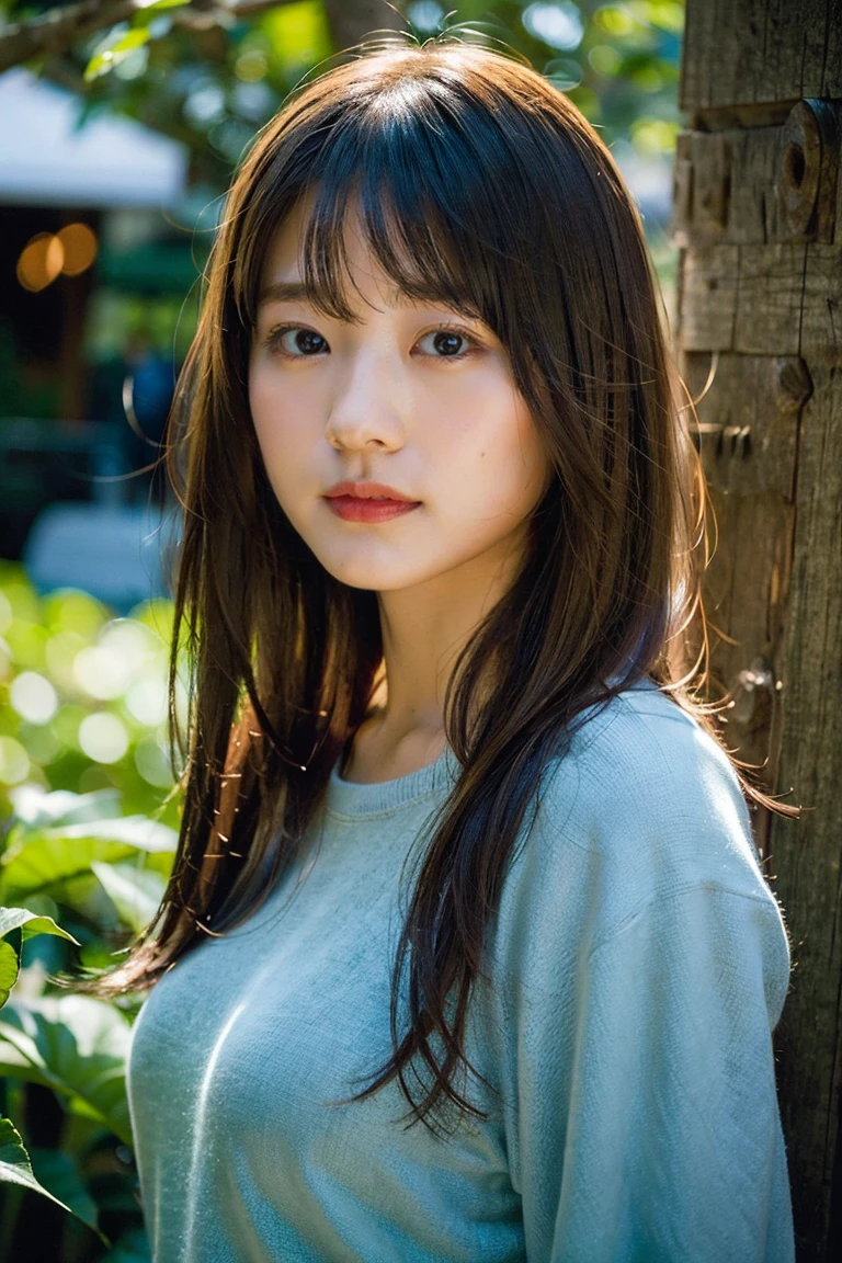 (Highest quality, 8K quality, masterpiece:1.3), (Ultra-high resolution, Photorealistic:1.4, RAW Photos), (Very detailed, Caustics, Detailed Background), (Ultra-Realistic Capture, Beautiful and detailed skin, Perfect Anatomy), whole body, Lush green park, Bright and very beautiful face, Younger, brighter, whiter skin, Best Looks, The most beautiful light blonde hair in the world, Thin Hair, Super long, silky straight hair, Shiny beautiful bangs, Shining, clear, big blue eyes, A very beautiful and adorable 16 year old, The most beautiful girls in the world, Casual spring attire。彼女はLush green parkの小道を歩きながら、flower々or tree々I enjoy the nature surrounded by。
