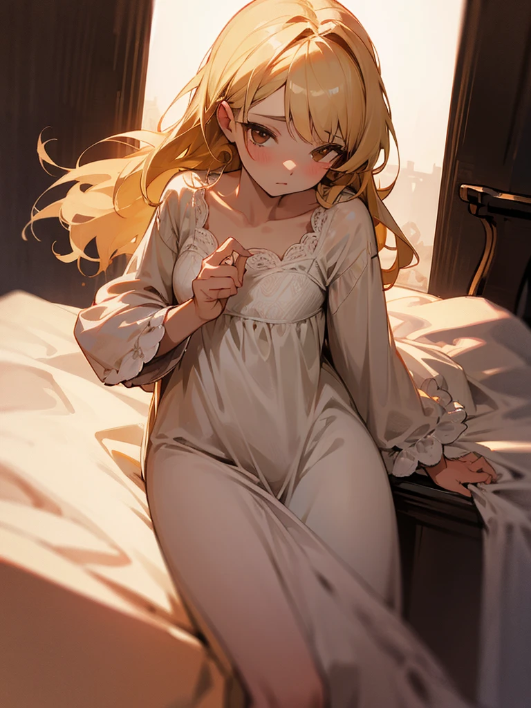 Blonde Nightgown Rose Brown Eyes
