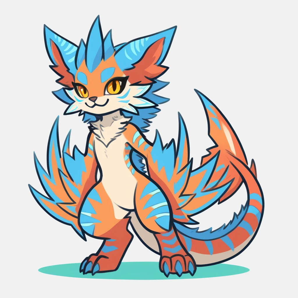 fish tiger hybrid with stripes in monster hunter art style