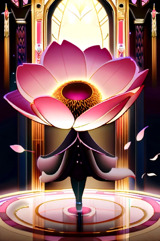 A huge peony flower,Little elves dancing on petals