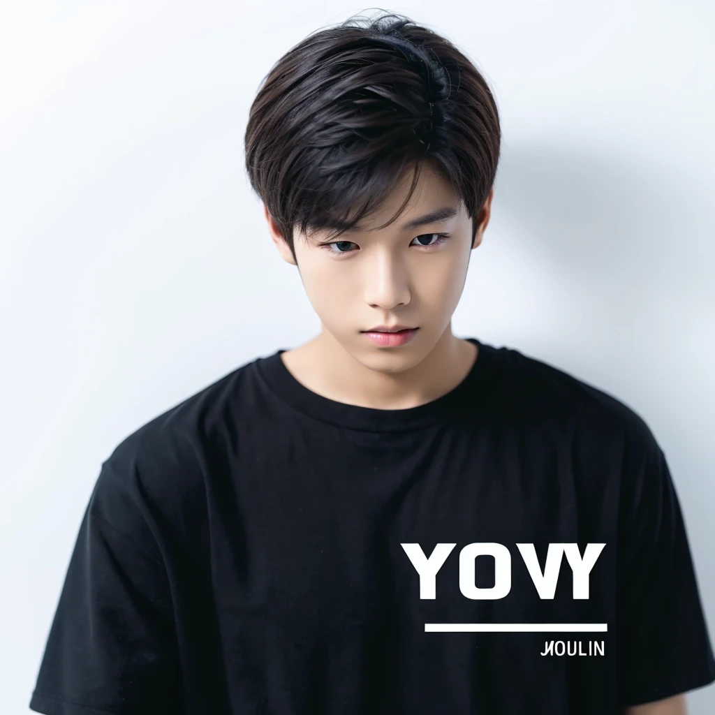 Asian boy on white background. (Yeonjun TXT)