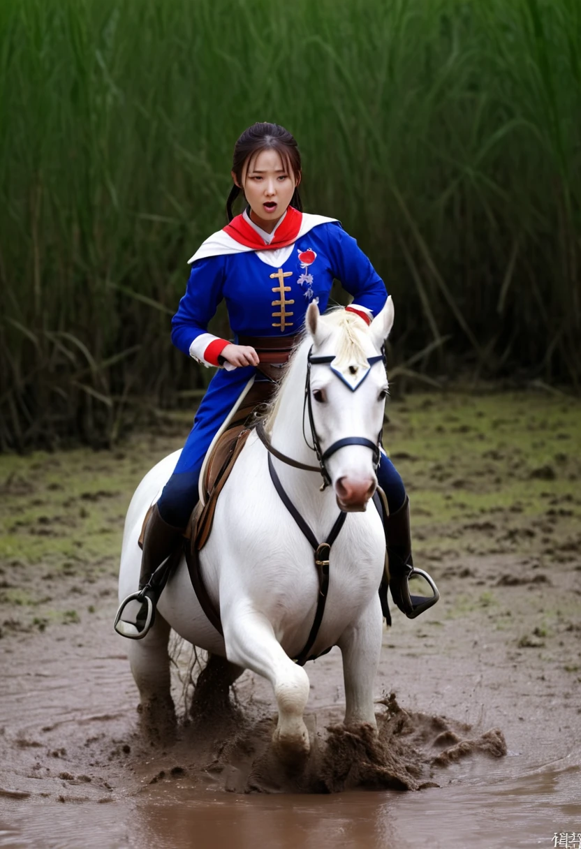 (((masterpiece))),(((Highest quality))),((Tabletop:1.4, Highest quality)), (Realな写真:1.4),
((1 cute girl knight)),rodeo,horse standing,Surprised face,stumble,aggressive,slouch,horse standing, prancing horse,pitfall,cute,Napoleon,
(超High resolution:1.2),, wonderful, Very detailed CG Unity 8k wallpaper, Very detailed, High resolution,fat horse ridden by japanese girl,Plump,Double,Red, white and blue outfit,Soaking in the swamp,Mud Splash,
Soft Light, Beautiful detailed girl, Droopy eyes,Very detailedな目と顔, Beautiful and exquisite nose, Beautiful and exquisite, horse ridden by a girl can't stand up because its drowned in the sticky muddy pitfall:10.0 ,Displeased face:4.0,Real,Stir,Anatomically correct,action horse riding scene while struggle fighting