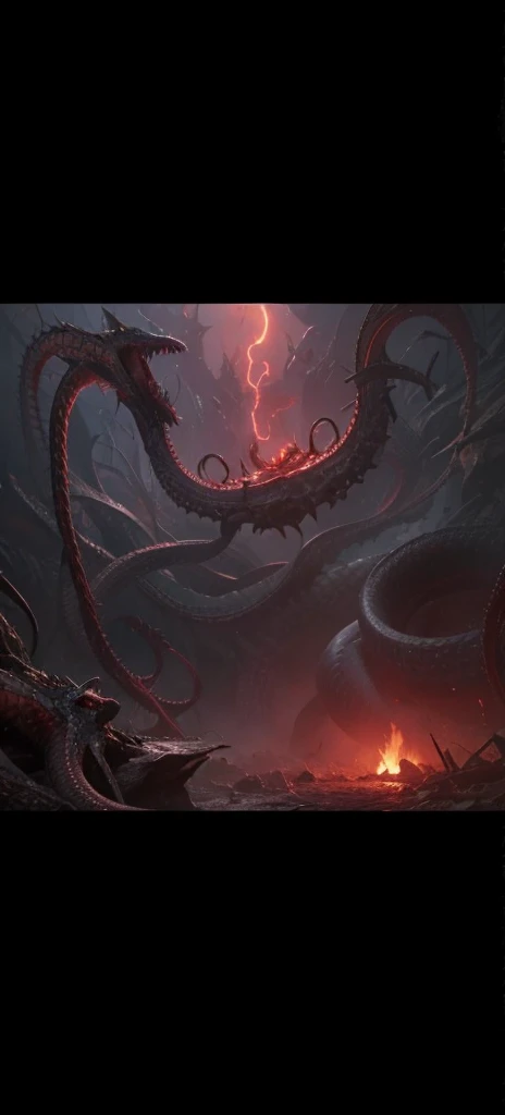 A huge twisted snake pupil appeared at the top,Surrealism,Abstract Art,Impression style,Lovecraft atmosphere