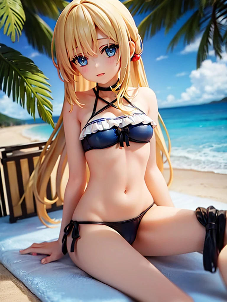 Young blonde girl, blue eyes, Beach's day, Bikini sexy, tight bikini, pose sexy, sexy, good body