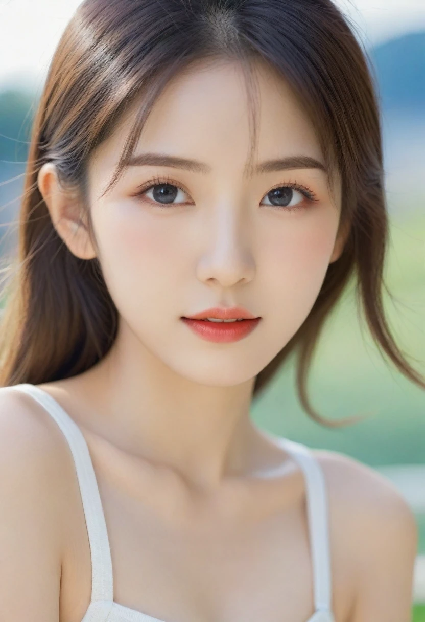 8K, Ultra-high resolution, Highest quality, masterpiece, 三分割法によるphotograph,Surreal, photograph, 1 Girl, (16 years old:1.3), pretty girl, Cute face, Beautiful eyes in every detail, 細かくdetailedに,masterpiece,, One Girl:1.2, Japan Female Announcer, blue sky, Confetti, Racing Car, flag, Small face, Very delicate facial expressions, Delicate eye depiction, Very fine hair, Upper body close-up, erotic, The only sexy Japanese woman, Healthy body shape, 16 years oldの女性, Race Queen, Sexy long legs, Glowing Skin, Soft Skin, 派手なRace Queenのコスチューム, Bra Top,Red tight skirt, White Leather Long Boots, Auto Racing Track,Beautiful leg line beauty,Captivating thighs,Full of sex appeal,Sensual,A carefree smile,Heal the heart,Short ponytail、beauty,Long neck、Laugh a little、Please close your mouth and laugh、(((Ideal body type))),A cup small breasts :2,、Portraiture:2、Perfect Anatomy、鮮明なdetailed、detailed、Surreal、Light and shadow,Strong light