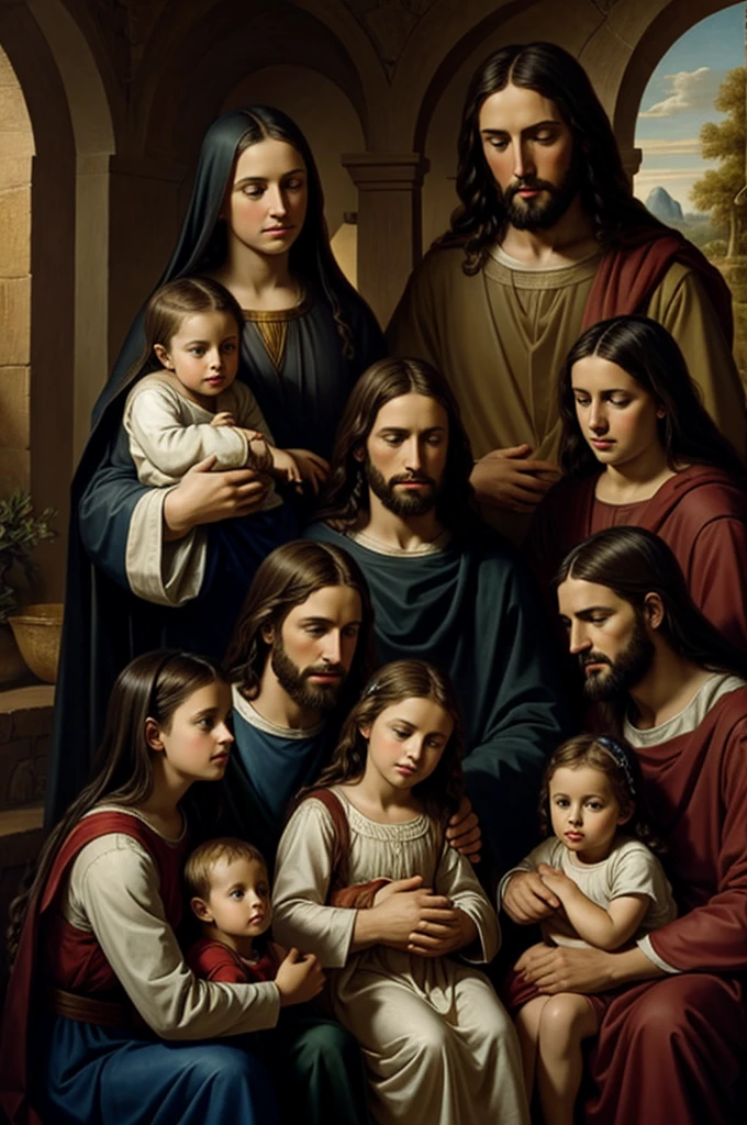 Jesus Christ surrounded by a family 