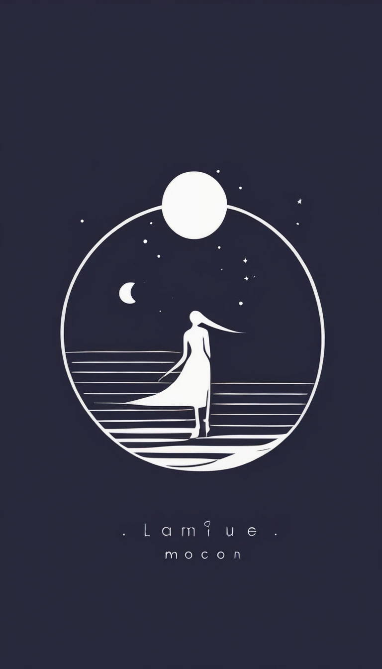 the smallest, Abstract moon logo,Woman and the Moon merge,Modern, simple, Clothing brand logo". Create a Modern, Simplicity, high quality,