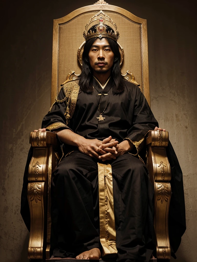 Asian king in his throne realistic