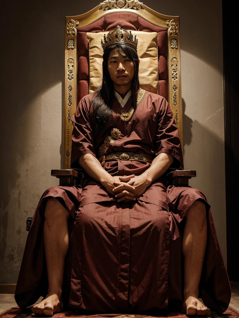 Asian king in his throne realistic 