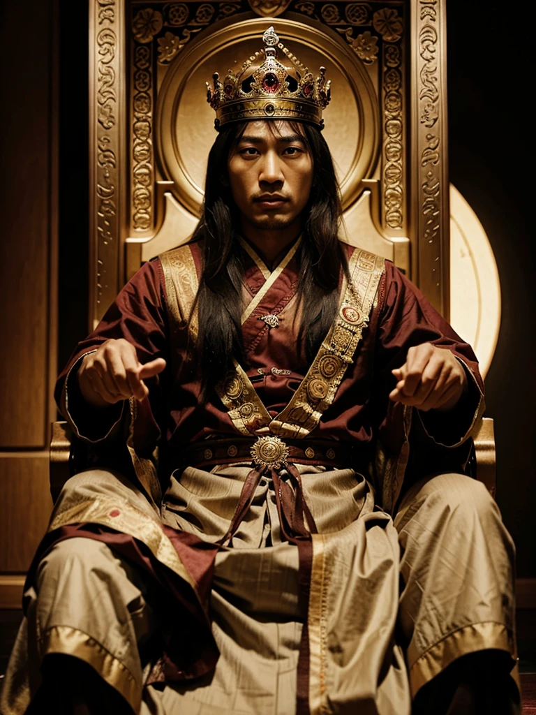 Asian king in his throne realistic