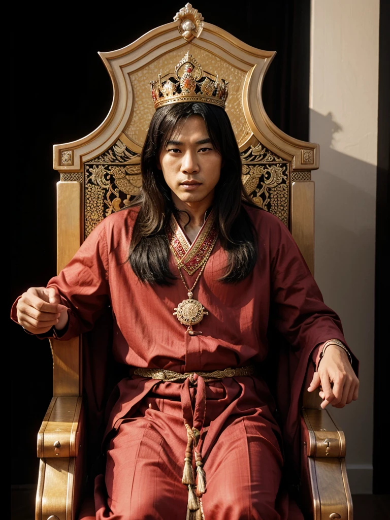 Asian king in his throne realistic
