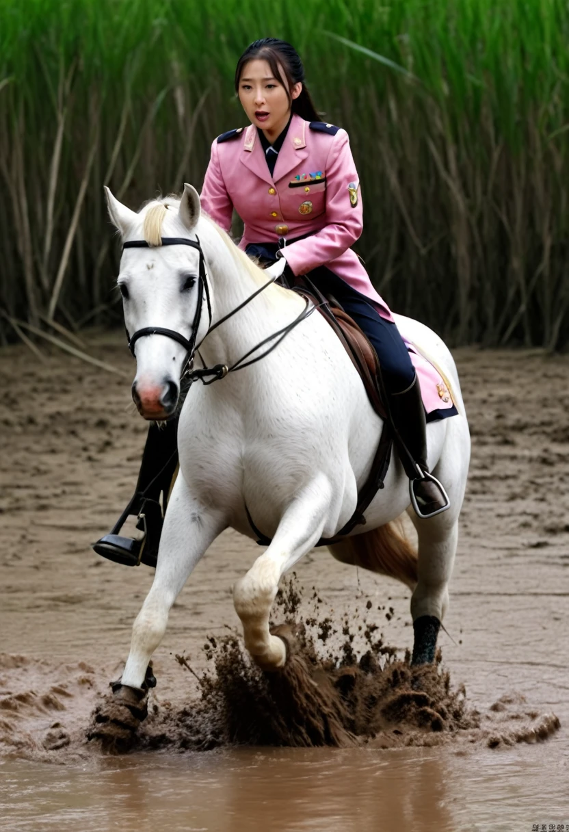 (((masterpiece))),(((Highest quality))),((Tabletop:1.4, Highest quality)), (Realな写真:1.4),
((1 cute girl knight)),rodeo,horse standing,Surprised face,stumble,aggressive,slouch,horse standing, prancing horse in pitfall,cute,Napoleon,
(超High resolution:1.2),, wonderful, Very detailed CG Unity 8k wallpaper, Very detailed, High resolution,fat horse ridden by japanese girl,Plump,Double,Pink military uniform,Soaking in the swamp,Mud Splash,
Soft Light, Beautiful detailed girl, Droopy eyes,Very detailedな目と顔, Beautiful and exquisite nose, Beautiful and exquisite, horse ridden by a girl can't stand up because its drowned in the sticky muddy pitfall:10.0 ,Displeased face:4.0,Real,Stir,Anatomically correct,action horse riding scene while struggle fighting