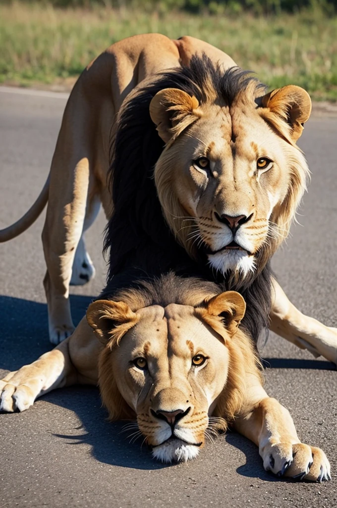 Lion killing pitbull 