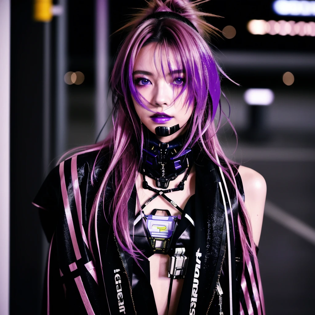 フェイスペイントをしたサイボーグのBeauty, whole body, cyber punk, Fashion Model, Beauty, Francis Bacon&#39;s painting style