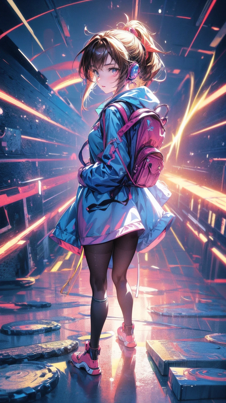 Anime girl wearing headphones and carrying a backpack looking at her phone, Anime style 4 k, Alice x. open, Digital Animation Art, Night Core, Digital Anime Illustration, Anime styled digital art, Anime Art Wallpaper 4K, Anime Art Wallpaper 4K, Anime art style, Anime Digital Art, Anime style artwork, Anime style. 8K, detailed Digital Animation Art