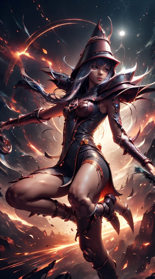 (Mesa,extremely detailed, Heavy wicks, hard surface),(conceptual art:1.1),(Shielded core style:0.8), A woman in robo ninja armor is standing.,(body:1.1),(long legs:1.1),(Equipped with saber and chain.:1.1),(A detailed eye:1.3),(A detailed face:1.3),(Detailed weapons:1.3),(detailed body:1.3),((body completo:1.5)),(The background is a crimson flame..:1.5),realist. Sensual and sejustive and innocent pose