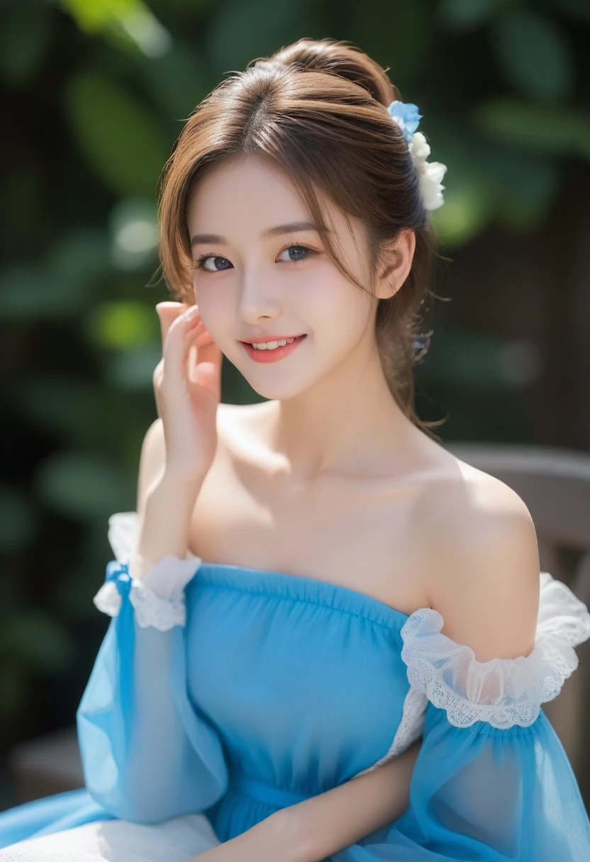 8K, Ultra-high resolution, Highest quality, masterpiece, 三分割法によるphotograph,Surreal, photograph, 1 Girl, (16 years old:1.3), pretty girl, Cute face, Beautiful eyes in every detail, 細かくdetailedに,masterpiece,, One Girl:1.2, Village realistic、Virginia Otis 15 year old girl、Victorian era city, Europe. Noble daughter、Looking up from below、The blonde-haired, blue-eyed depiction wears a long-sleeved, sheer fabric dress、Various sexy poses、smile、Depict the whole body、Beautiful leg line beauty,Full of sex appeal,Sensual,屈託のないsmile,Heal the heart,Short ponytail、beauty,Long neck、Laugh a little、Please close your mouth and laugh、(((Ideal body type))),A cup small breasts :2,、Portraiture:2、Perfect Anatomy、なdetailed、detailed、Surreal、Light and shadow,Strong light