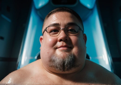   looking directly at camera lens, one close to face, best quality, highres, hires, skin definition, detailed skin, detailed deep caring eyes, detailed face, (Caucasian:1.5), lifelike, 4k, 8k, (photorealistic:1.5), realistic, uhd, a tall, ((short flowing 4 inch salt and pepper beard and hair)), wearing a cloak. The style of the image is fantastical and epic, with an air of wisdom and power emanating from the character. 😙 Wearing transparent red prescription glasses,(((He is very chubby ((He is very chubby and has a white Speedo, in a huge swimming room he wears ??????????, ))), Inside the spacecraft. (((Full body photography Full body photography ))), Inside the spacecraft.)))
))), Inside the spacecraft. Ângulo Baixo 