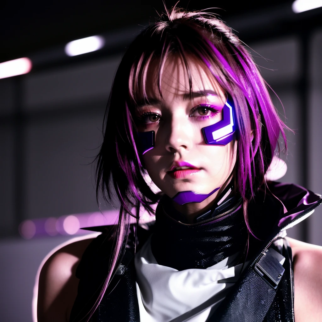フェイスペイントをしたサイボーグのBeauty, whole body, cyber punk, Fashion Model, Beauty, Francis Bacon's painting style