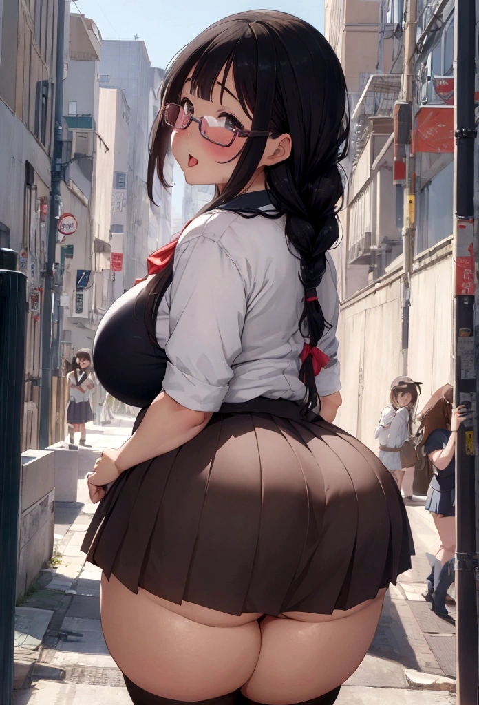 Anime girl walking down the street in a short skirt and glasses, a hyperRealistic , Gwaiz, hyperRealistic , Realistic , (SFW) Safe at Work, , artwork in the style of Gwaiz, chic, Beautiful anime girl crouching, high school girl, Anime Moe Art Style, Enchanting anime girl,(masterpiece), (One serious civil service commissioner: 1.3), (Super thick and plump body: 1.3), (Huge breasts and buttocks)), (Small Head: 1.2), (Very small uniform)), (Shiny skin: 1.2), (A speech while crouching in the stands in the schoolyard in the morning)), 1boy, penis, doggystyle, from behind, spreadassms, chubby body, fat body, short,ultra detailed, masterpiece, best quality, blush, a woman, rolling eyes, open mouth, school girl, wearing , wearing glasses, classroom, sunset, light particles, hdr, brown grey hair, midium wavy hair, shiny hair, bang, single braid, clear grey eyes, Smiling Kiss, Rolling Eyes, Tongue Out, アニメ ,orgasm face, sexual climax, bitch, back shot, back view, low angle, from below, back view, arched back, looking back, all fours, chubby body, BIG ASS , ahegao, saliva, BBW, slender waist, anal, seiza, hands on head, rolling eyes, white eyes, Hand Drawn, Showing Ass, Bobcut, Ahegao, White of the eyes, Knee socks, {Poop sitting}, (Super thick and plump body: 1.3), {Butt sticking out}, Close your legs, seiza, spread legs, pleated skirt, Stretch your arms back, long pleated skirt, I can't see your butt, Buttocks hide, Reverse cowgirl position, Arm grab back, Arms folded behind back, Super big butt, Awesome numbness , Plump , Chubby , Scat, fat, Butt sticking out,(From directly behind), {squat}