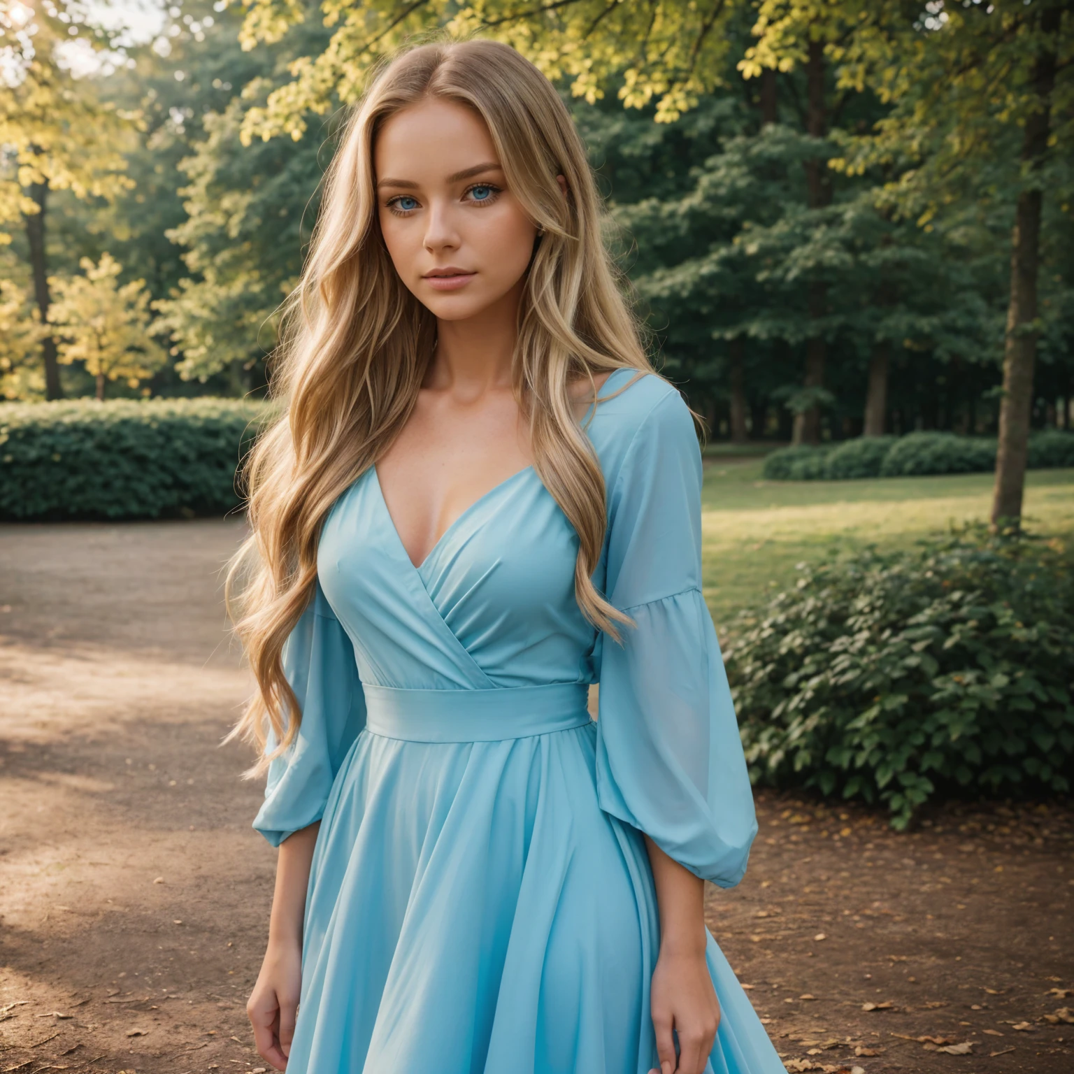 professional portrait photograph of a gorgeous 18 year,Norwegian girl Lise Olsen in park with long wavy blonde hair,blue eye,sultry flirty look, gorgeous symmetrical face, cute natural makeup, wearing beautiful red gown, ((standing in park)), stunning modern urban environment, ultra realistic, concept art, elegant, highly detailed, intricate, sharp focus, depth of field, f/1. 8, 85mm, medium shot, mid shot, (((professionally color graded))), bright soft diffused light, (volumetric fog), trending on instagram, hdr 4k, 8k
