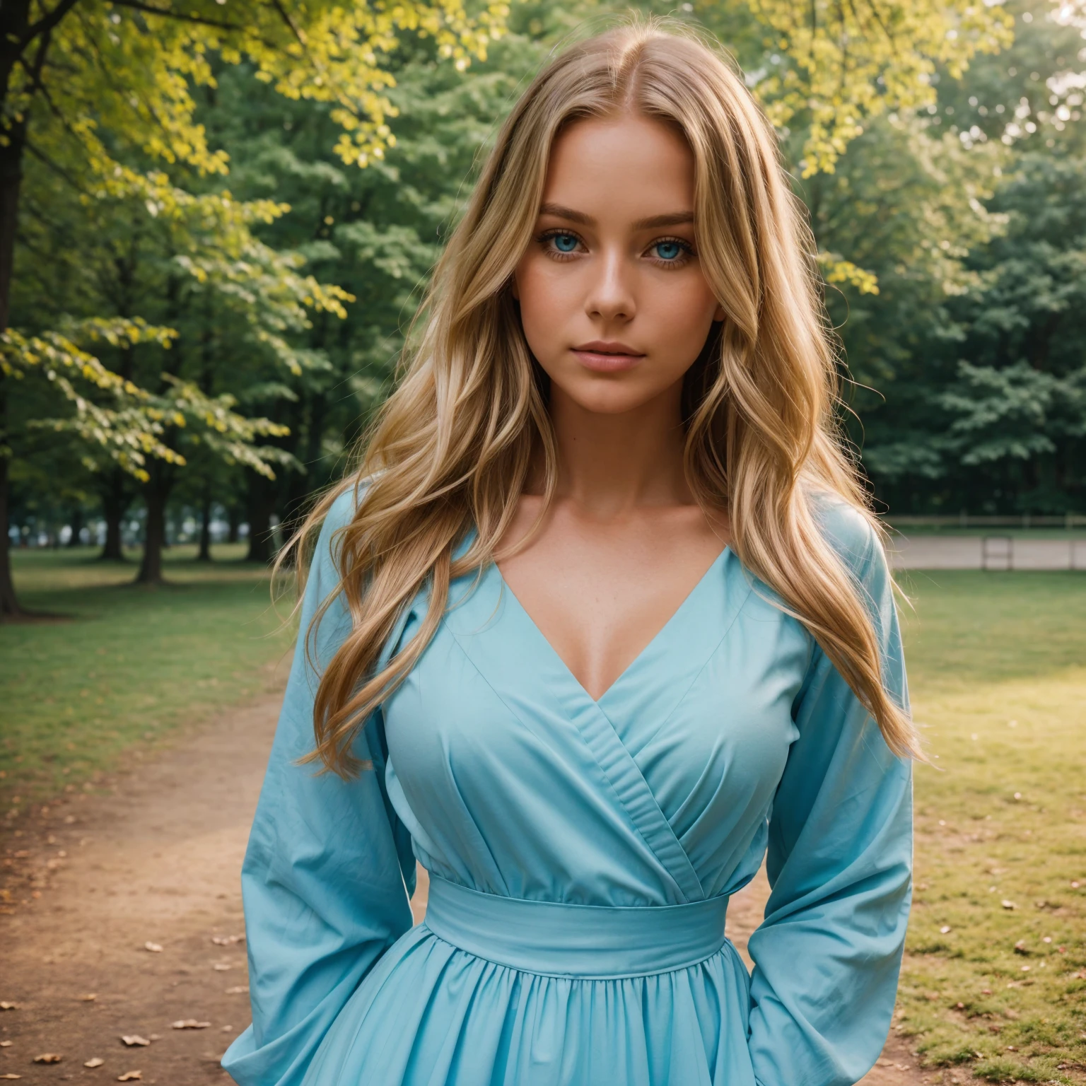 professional portrait photograph of a gorgeous 18 year,Norwegian girl Lise Olsen in park with long wavy blonde hair,blue eye,sultry flirty look, gorgeous symmetrical face, cute natural makeup, wearing beautiful red gown, ((standing in park)), stunning modern urban environment, ultra realistic, concept art, elegant, highly detailed, intricate, sharp focus, depth of field, f/1. 8, 85mm, medium shot, mid shot, (((professionally color graded))), bright soft diffused light, (volumetric fog), trending on instagram, hdr 4k, 8k
