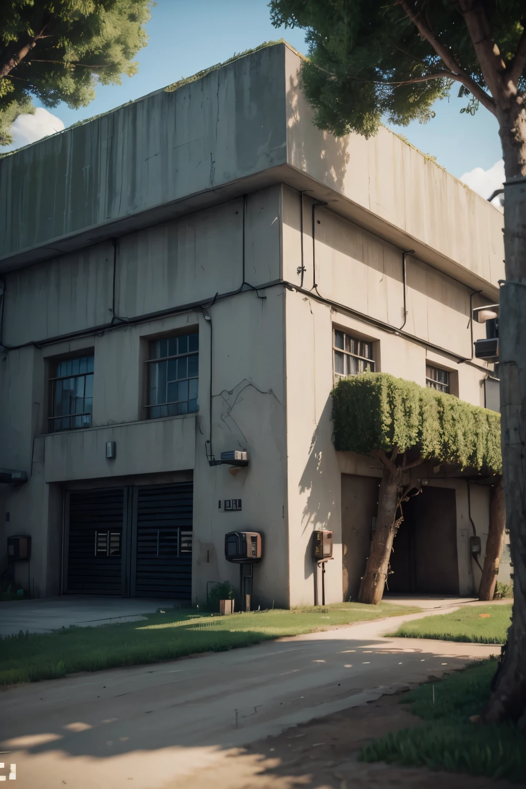 um bunker gamer, 3D Vision, entrance gate a joystick, antennas on the walls facing the sky,textura 16 bits, with 8-bit trees surrounding the bunker, pixel art, 8K,masterpiece