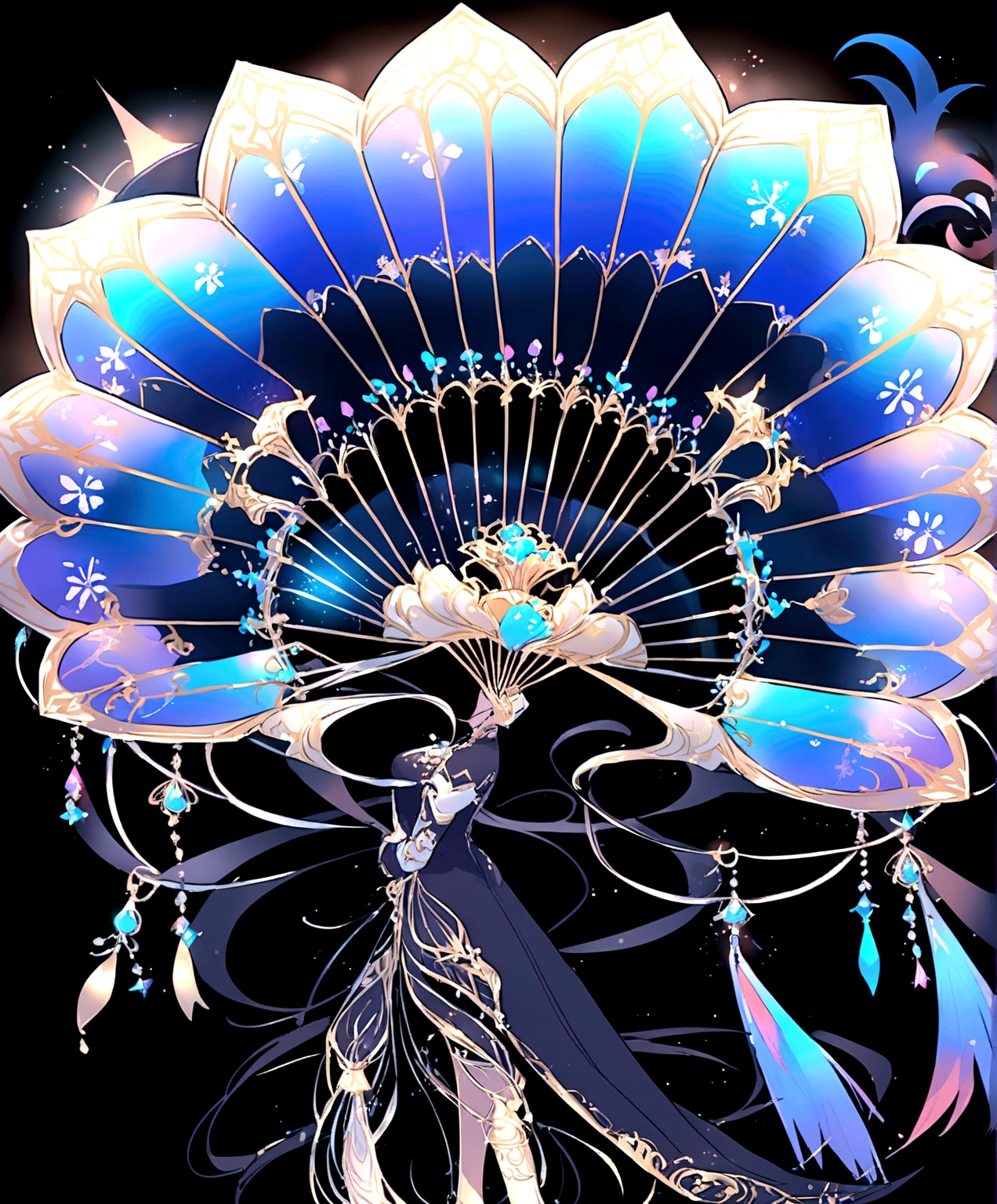 Golden purple hand fan
