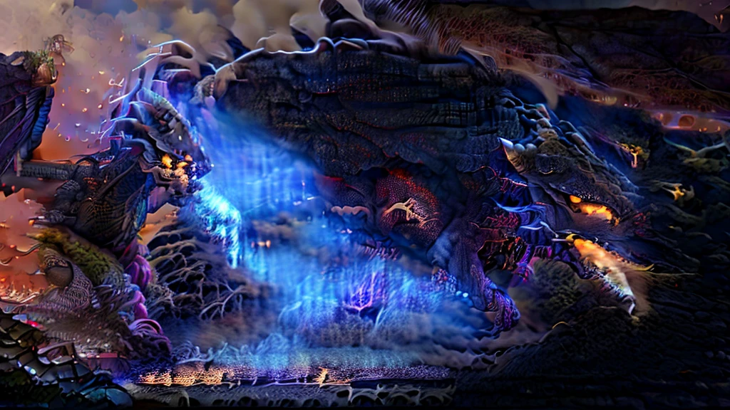 a large wise fire dragon, volcano eruption, ash falling everywhere, best quality, masterpiece, (realistic, photorealistic, photo-realistic:1.37), ultra-detailed, (8k, highres:1.2), dramatic lighting, epic fantasy, cinematic, muted colors, dramatic atmosphere