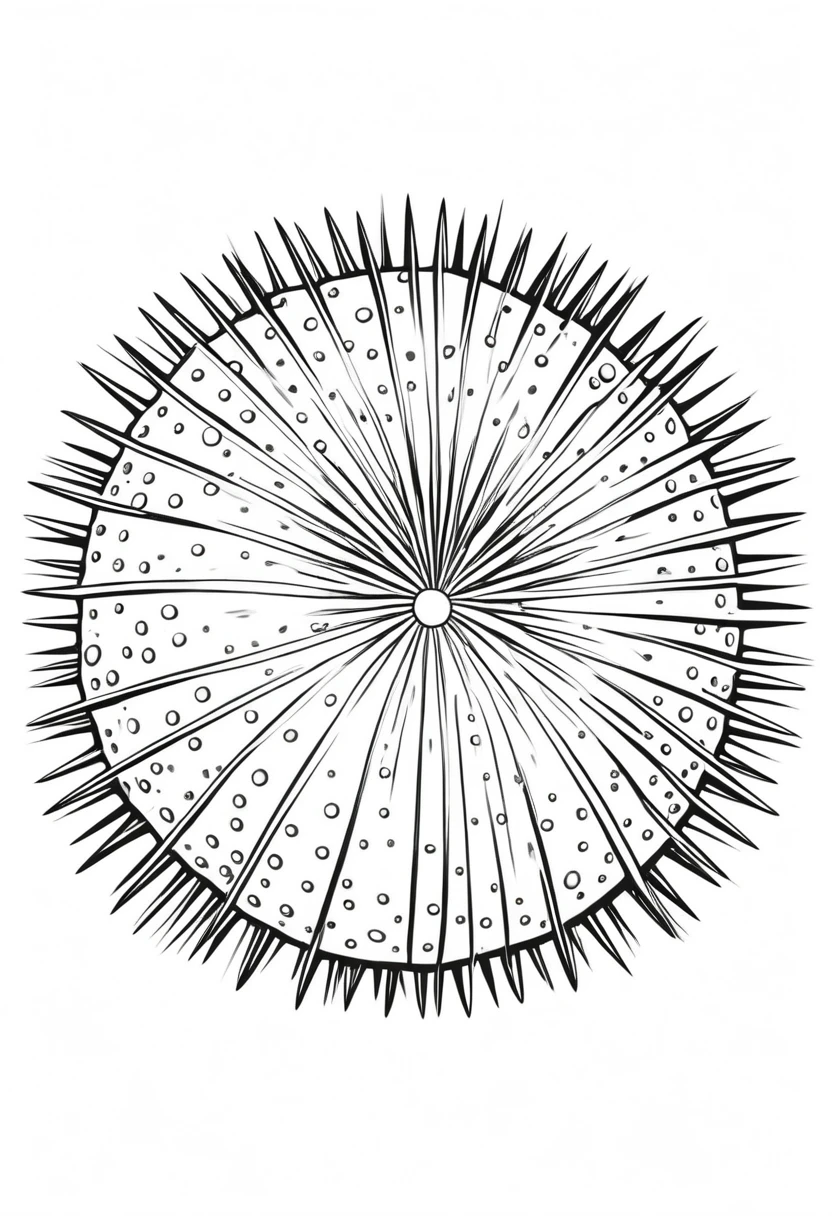 coloring page for kids, seaurchin , thick lines, drawing, white background