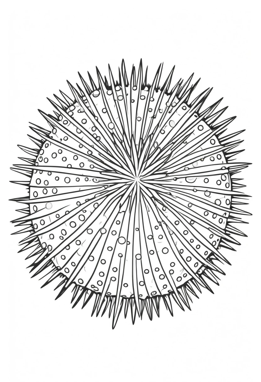 coloring page for kids, seaurchin , thick lines, drawing, white background