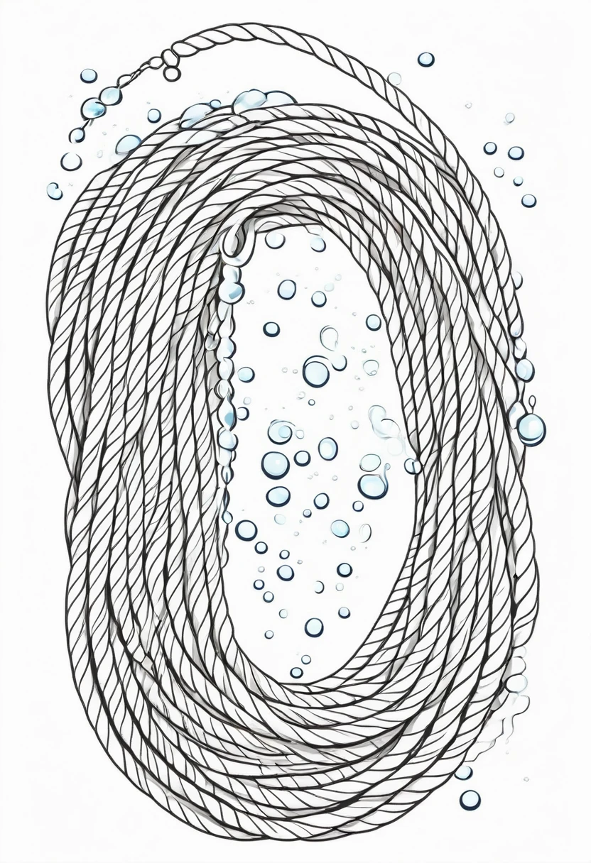 coloring page for kids, water cord , thick lines, drawing, white background