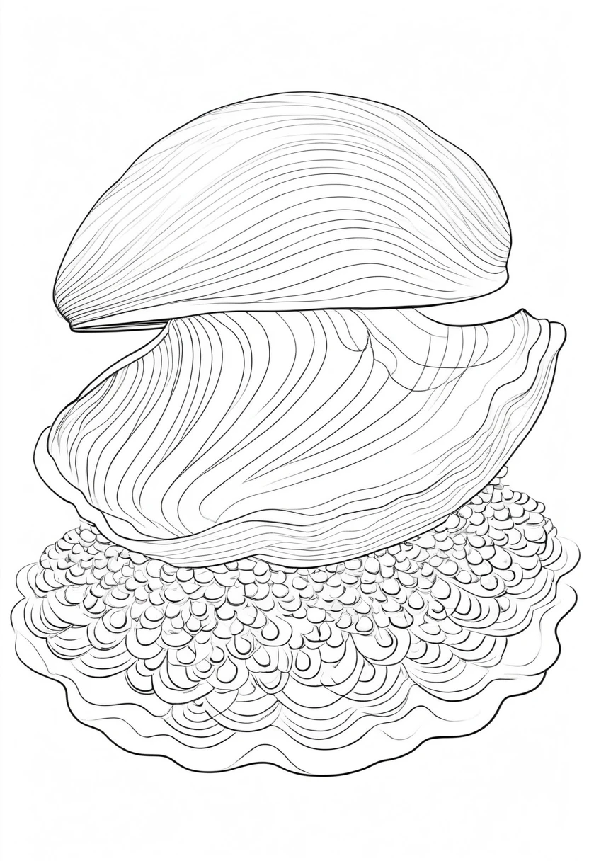 coloring page for kids, clams, thick lines, drawing, white background