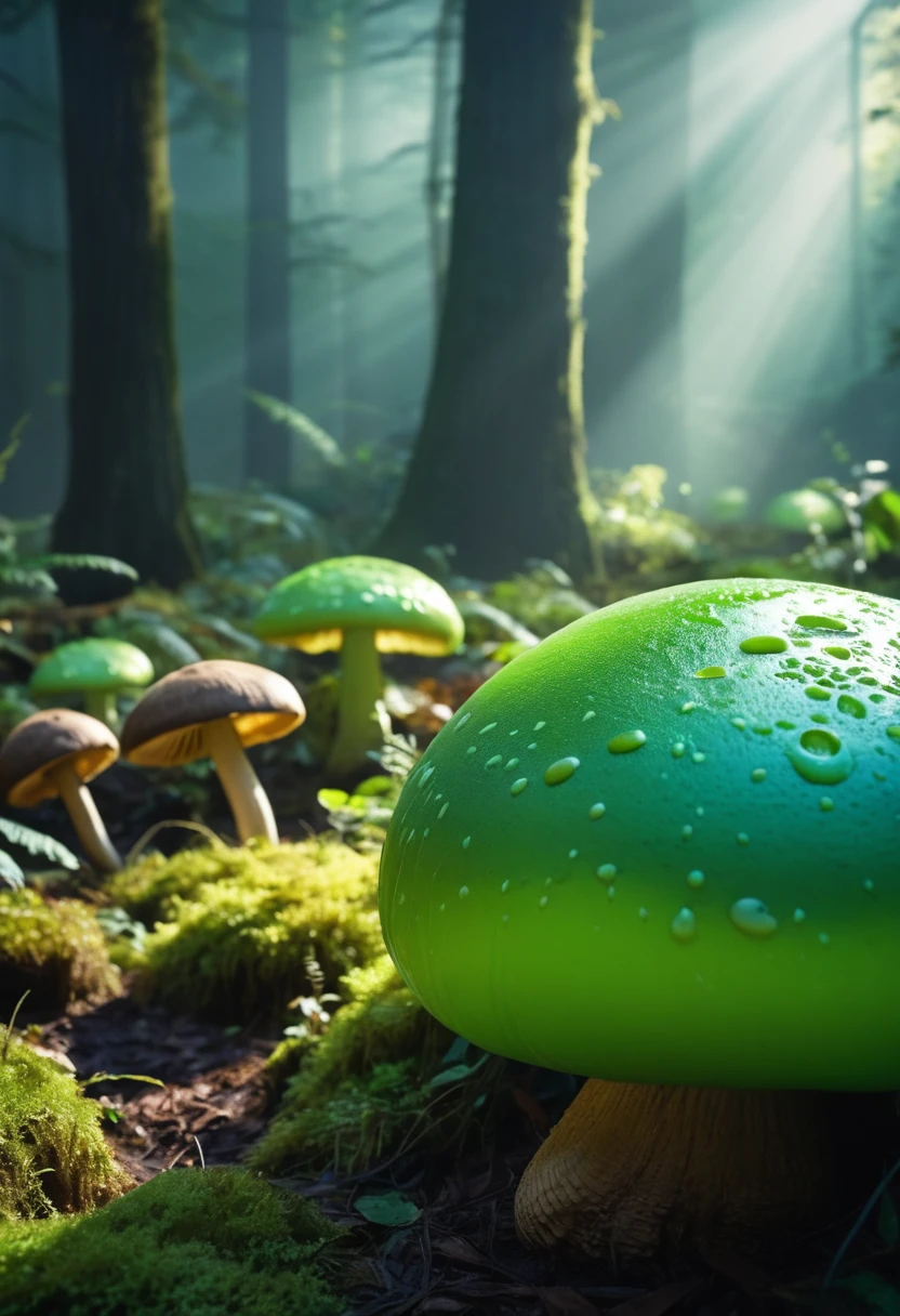 photoart_style,(Toxic green slime planet with giant mushrooms world in foggy),realistic,(film grain),ultrarealistic 4k,cinematic light,light glare,light flare,perfect composition, dynamic play of light, rich colors, epic shot, perfectly quality, natural textures,high detail, photoshadow, (natural colors, correct white balance, color correction, dehaze),(intricate detailed),