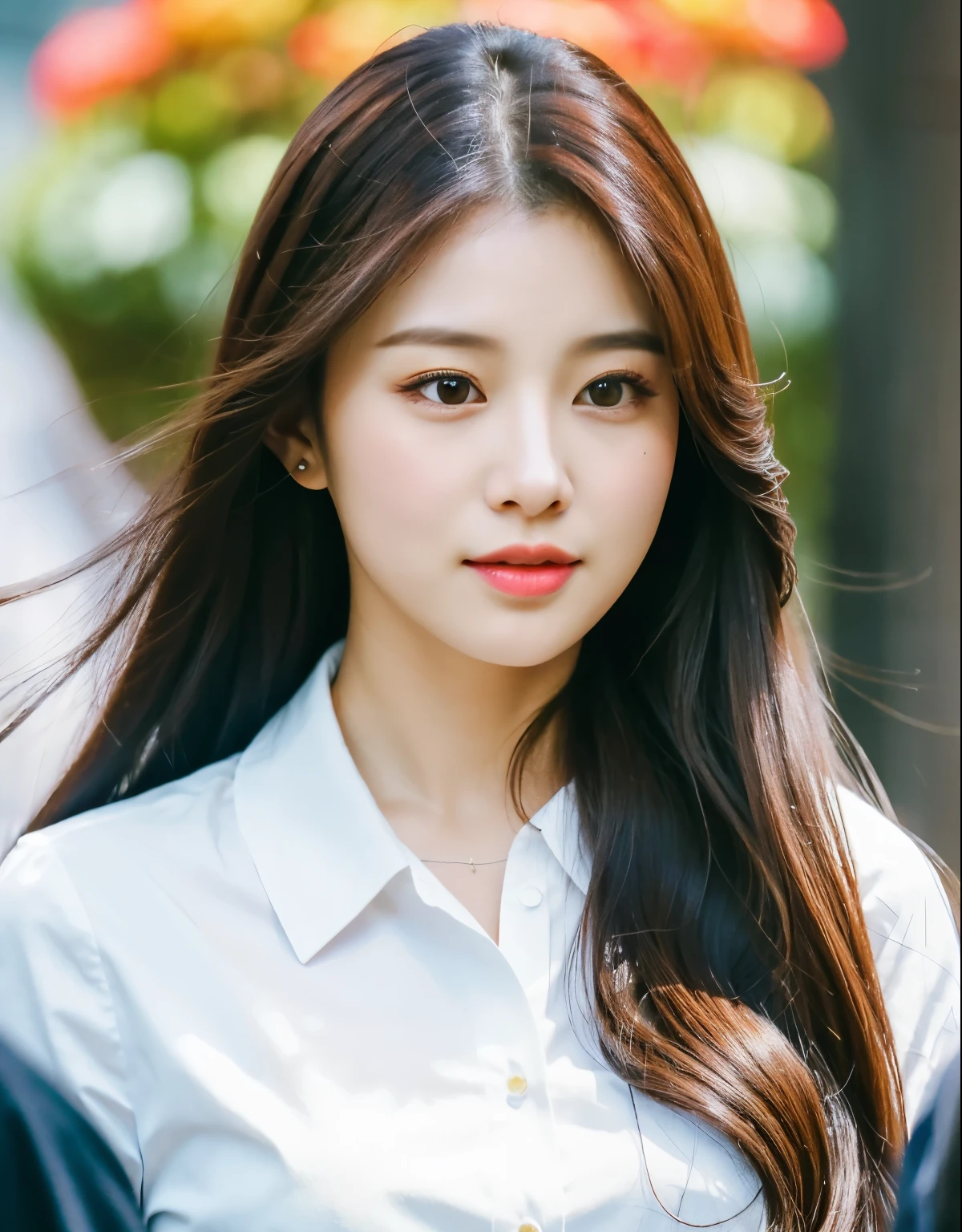 a close up of a woman with long hair wearing a white shirt, lalisa manobal, jaeyeon nam, with long hair, asian girl with long hair, lalisa manoban of blackpink, tzuyu from twice, jossi of blackpink, appealing long hair, roseanne park of blackpink, korean girl, portrait of jossi of blackpink